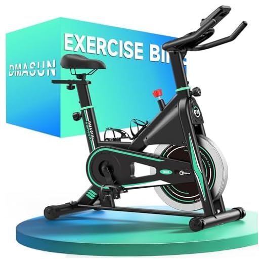 DMASUN Bicicleta Estática en Casa con Resistencia Ajustable, Bicicleta Estatica Silenciosa con Monitor LED, Cómodo Cojín de Asiento, App Propia, Capacidad de 160 kg, Entrenamiento Aeróbico