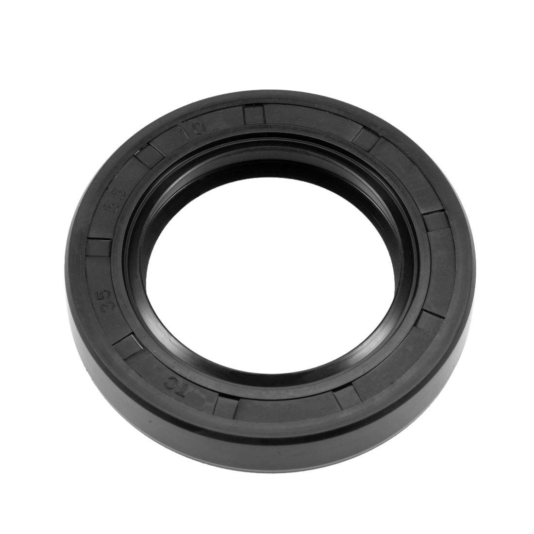 uxcell Oil Seal, TC 35mm x 55mm x 10mm Nitrile Rubber Cover Double Lip with Spring for Bearing Shaft, Black Pack of 1