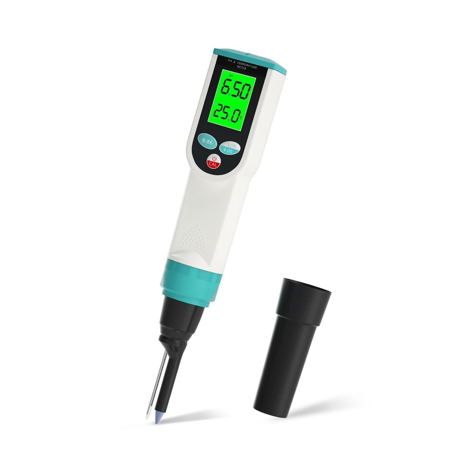 Equipo de Prueba de Agua, Medidor de pH Alimentos 0,00~14, Probador Temperatura Sensor Alta precisión Analizador acidez for Carne Enlatado Queso Masa Agua