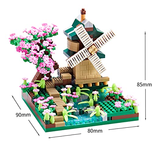 Cozymass Architecture River Windmill Building Model Kit Micro Block Set 600+ Pcs With 2 Figure #TOP5
