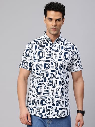 Image of Majestic Man Slim Fit Floral Printed Pure Cotton Casual Half Sleeve Shirt
