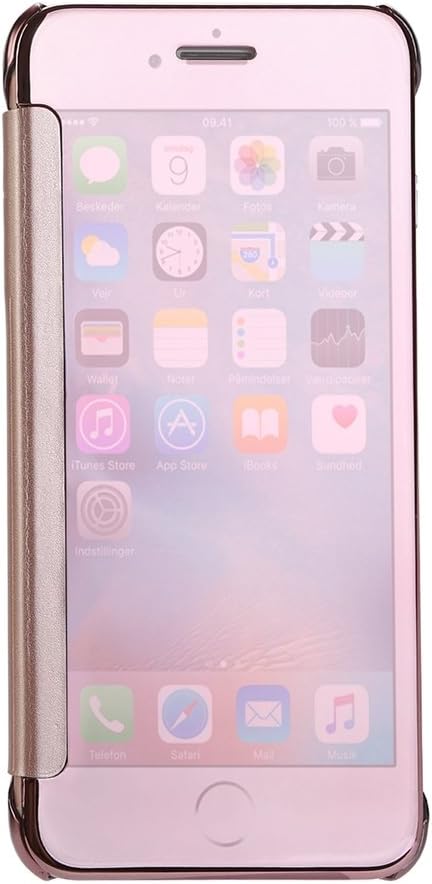 iMusi iPhone 7 Plus Cases/iPhone 8 Plus Cases, Mirror Smart Clear Transparent View Window Flip Cover for Apple iPhone 7 Plus/iPhone 8 Plus - Rose Gold