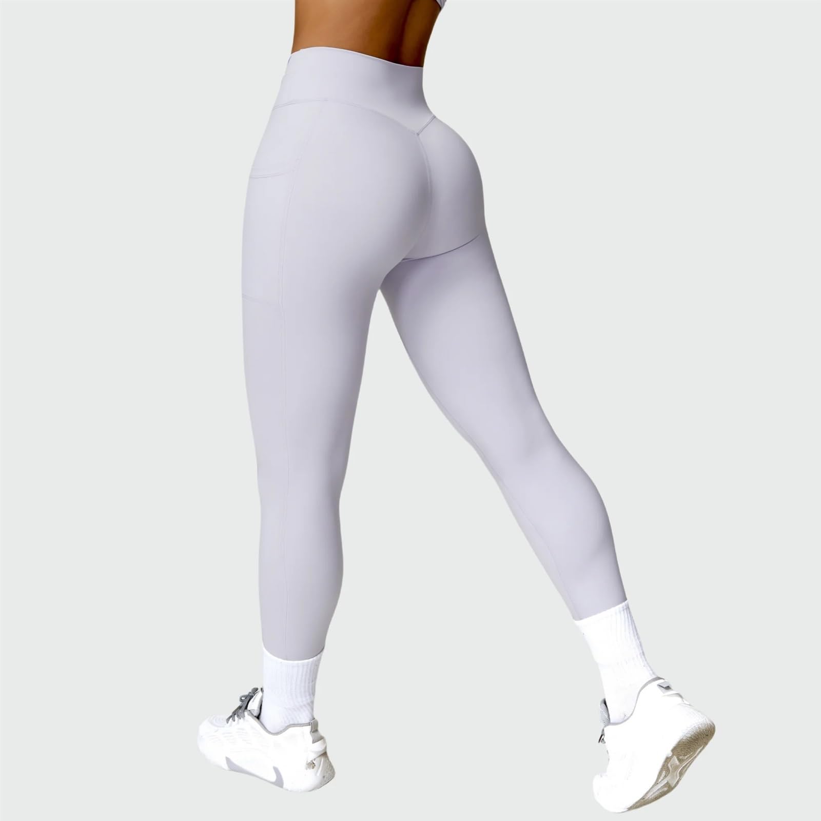 Pantalones de Yoga for mujer, mallas de entrenamiento for correr con cintura cruzada, cintura alta, levantamiento de cadera, sensación desnuda, mallas deportivas for gimnasio Leggings mujer(Haze Blue,