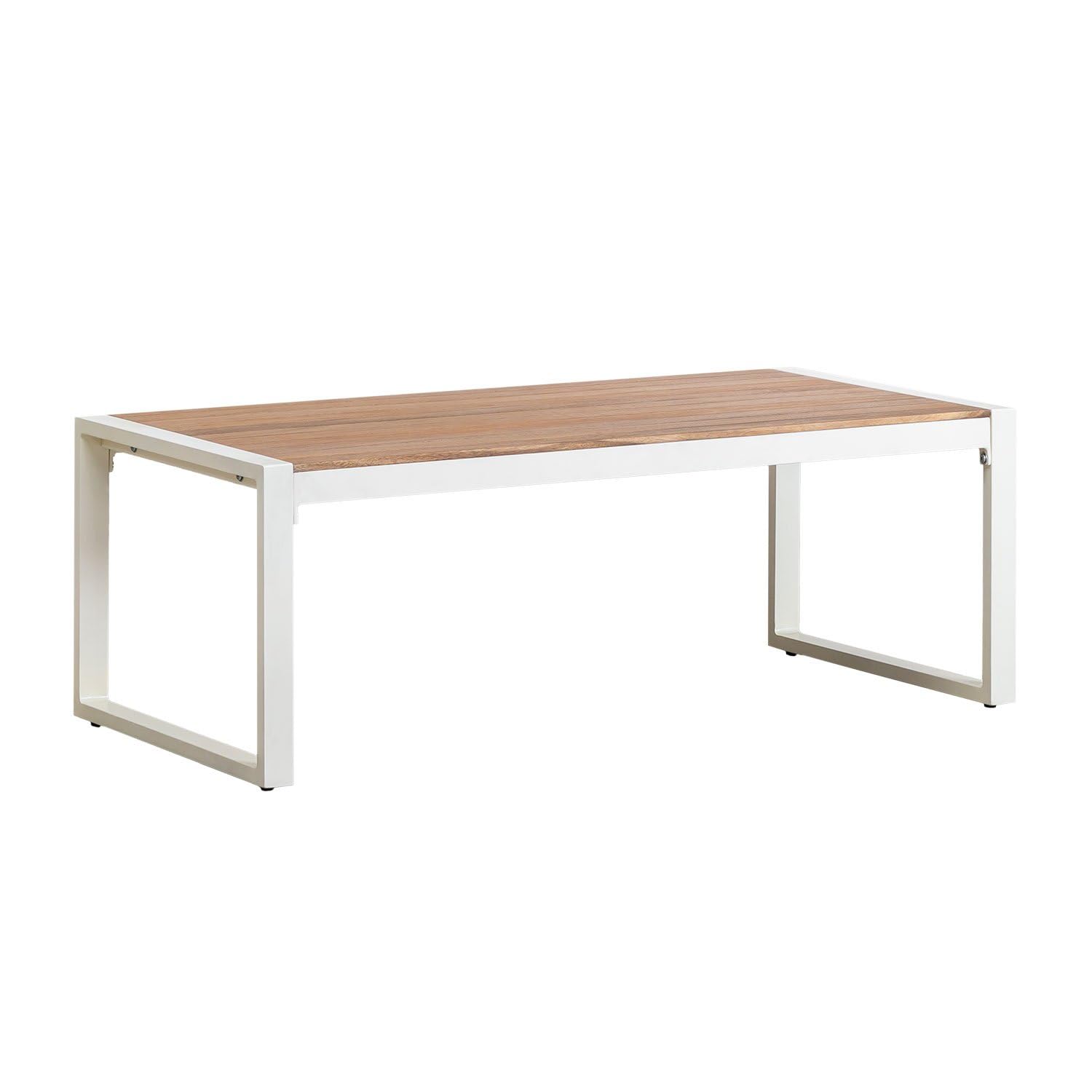SKLUM Rechteckiger Garten-Couchtisch aus Aluminium und Akazienholz (110 x 55 cm) Lipov Weiss