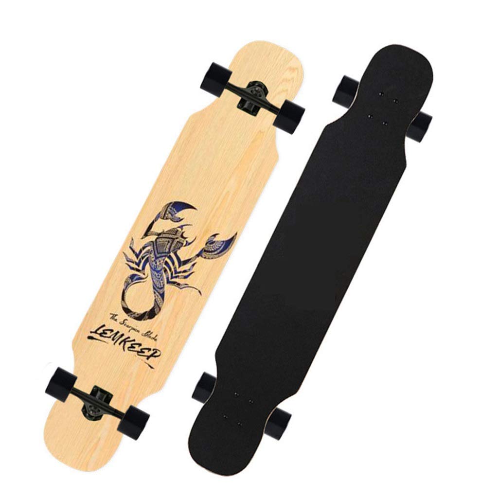 YEENUO 42x9 pouces Longboard Skateboard Cruiser Drop Through 8 Plis Maple Complete Longboards Skateboard Dancing, Cruising, Curving, Freeride Slide, Freestyle et Downhill Freestyle Cruiser pour adol