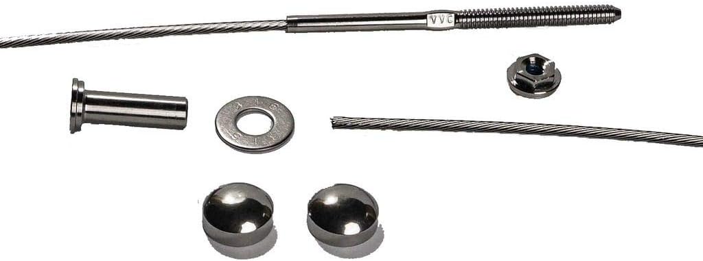 VistaView CableTec - Fast and Easy Stainless Steel Cable Railing Installation Kit for Residential Metal Posts - 1/8 Inch Cable, 5 Feet with Brushed Stainless Dome Caps