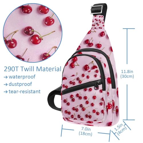 Mochila bandolera para hombre rosa cereza con cremallera y correa de hombro ajustable 5