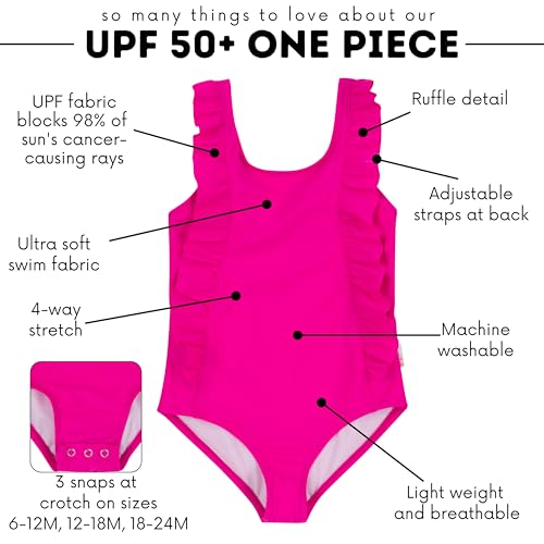 Image of SwimZip Girls' Ruffle One-Piece Swimsuit with UPF 50+ Sun Protection