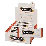 POSSIBLE Snack Bar - Organic Energy Bars with 10g of Plant-Based Protein - Vegan, Gluten-Free, Non-Dairy, USDA Organic - Healthy Fats - Clean Label - 1 Box, 12 Servings - Cashew Date Turmeric