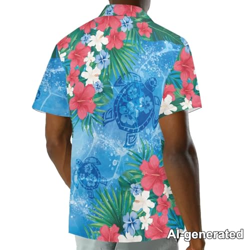 Image of Hawaii Matching Couple Outfits Husband and Wife Clothing Fashionable Mens Casual Shirts Hawaii Dress with Soft Fabric