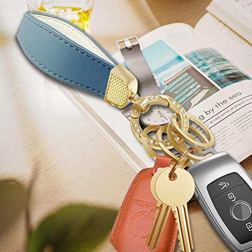 Idakekiy Key Chain, Leather Car Keychain Universal Key Fob Keychain Key Ring Holder For Men And Women (Inkblue) #TOP4