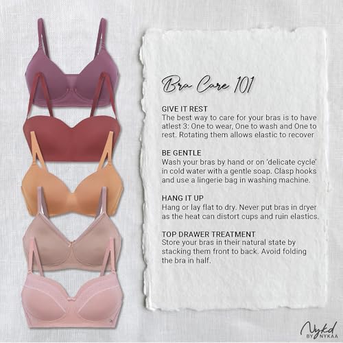 Image of NYKD (NYB013 Ultra Soft Modal Fabric Lightly Padded & Non Wired Tshirt Bra for Women | Seamless Neckline with Comfortable, Soft & Non Slip Shoulder Strap