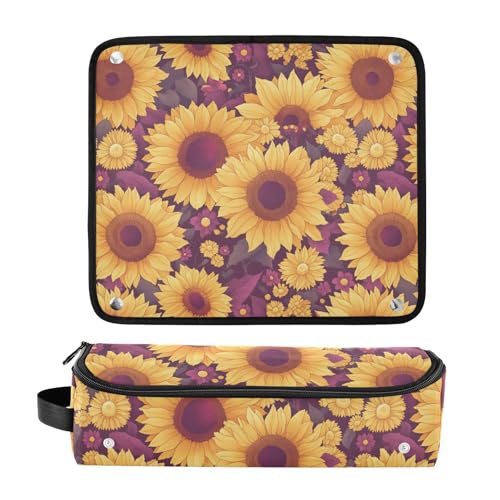 Bolsa de viaje para herramientas de cabello con diseño girasol resplandeciente, con base resistente al calor para planchas, alaciadoras y rizadores, portátil para mujer miniatura 3