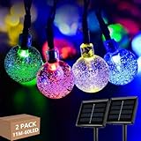 MXHIGO 2 Pack Luces Solares Navideñas para Exterior Jardin 11M 60 Focos LED, Serie de Luces Multicolor con 8 Modos de...