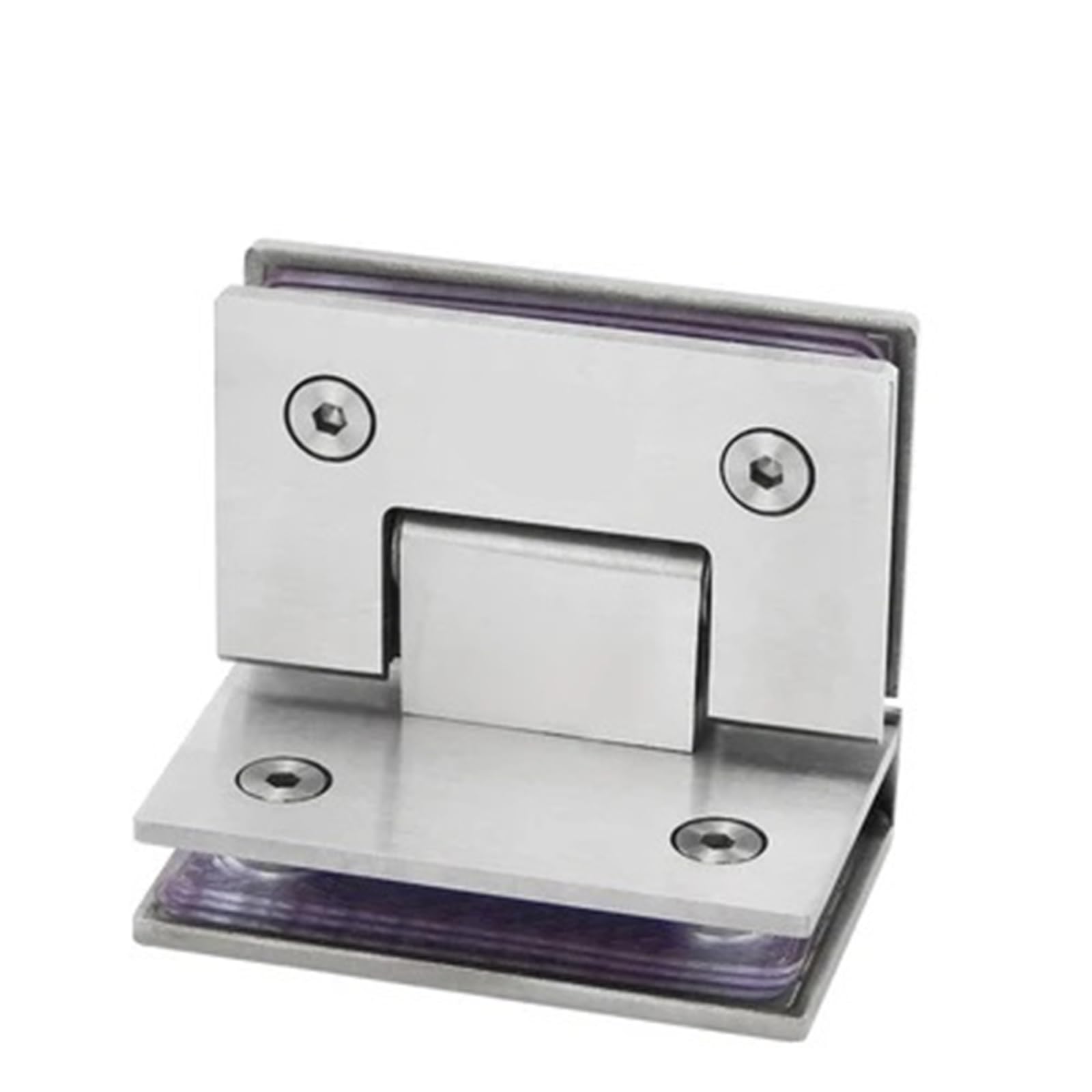 Cnyuon Color C 2 Pcs Stainless Steel Frameless Nickel Brush Glass Door Hinge 90 Degrees Of Bathroom Clamp Folding Clip For Glass Door(Color C)