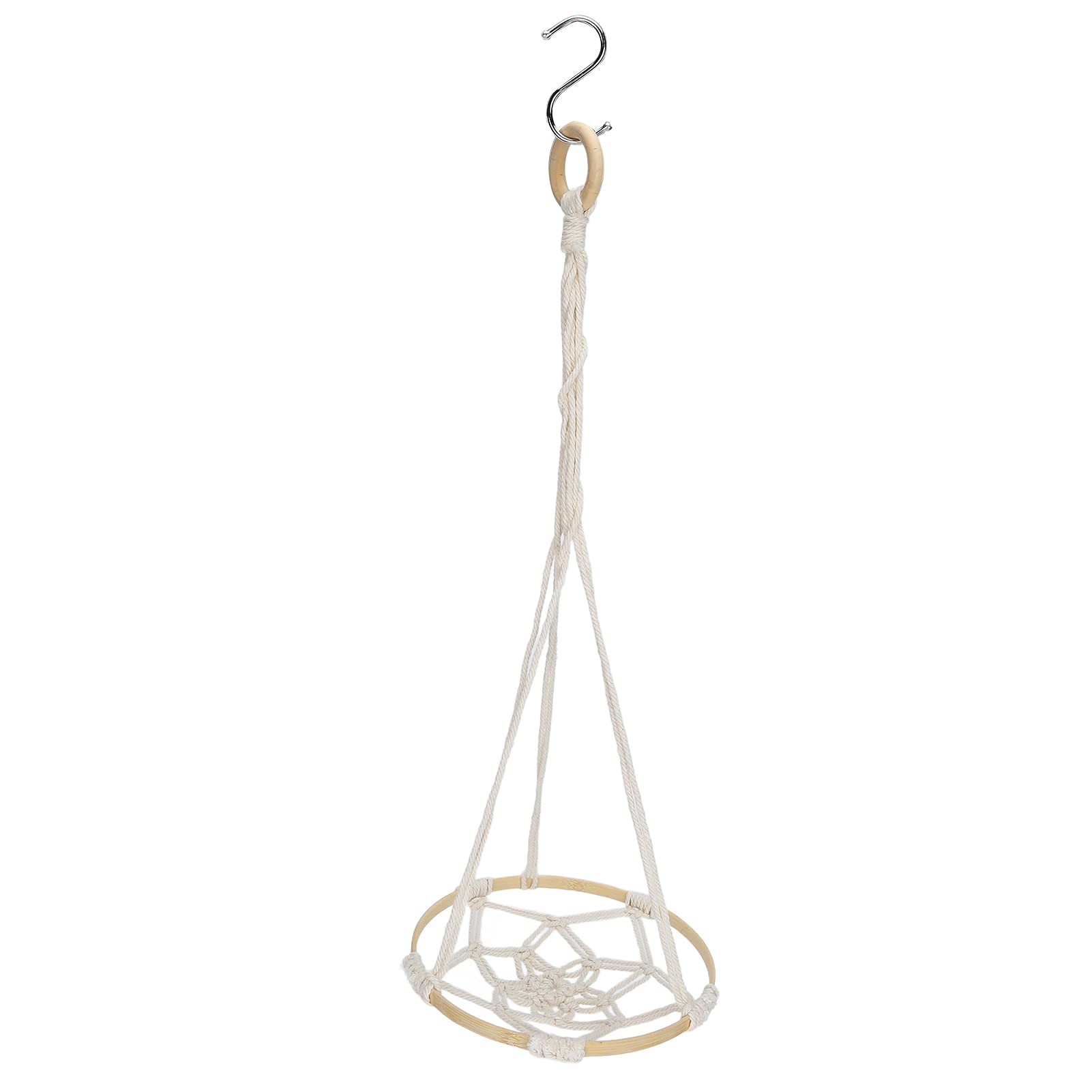 Cesta de frutas colgante macramé de cuerda de algodón con marco de bambú ecológico para cocina