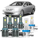 ZSTOPCL Fit for Toyota Corolla 2009-2013 Light Bulbs, High/Low Beam Fog Light Bulbs Combo, 800% Brightness, 6000K Cool White, Plug and Play, Pack of 6