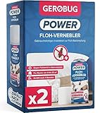 Gerobug Floh-Fogger 2 x 150 ml mit Naturwirkstoff: Gift zerfällt nach nur 4 Stunden - Floh-Vernebler Doppelpack für insg. 25 m2 - Effektive Lösung zum Flöhe bekämpfen