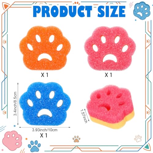 Image of FillTouch Cat Paw 3 Pcs Scrub Sponge, Pink, Orange, Blue