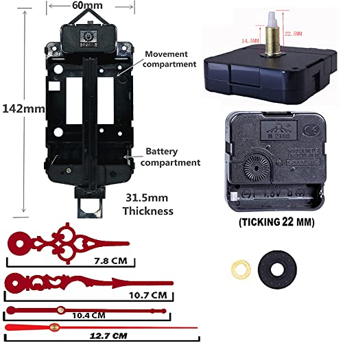 Image of TIK-TIK Pendulum Type Quartz Clock Moviment Mechanism 22 MM Ticking Motor DIY Kit (Maroon,Red)