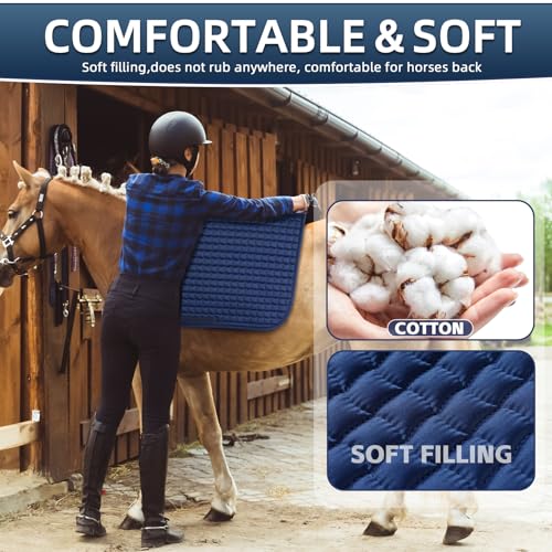 NRTFE All-Purpose Saddle Pad for Horses Equines Equestrian Riding Equipment GP General Purpose, Blue, Pony Size (GP:General Purpose, Blue, Pony) - Thumbnail 4