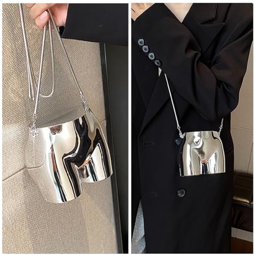 Design Evening Clutch Handbags Mini Silver Acrylic Purse for Women Novelty Funny Silver Crossbody Unique Shoulder Bag3