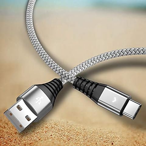 9FT USB Type C Cable, iFlash 2.4A Fast Charge Cord Compatible with Samsung Galaxy S10 / S9 / S8 / Note 8 Mini Active Pro, LG V20 / V30 / V40, Nylon Braided USB-C to USB-A Charging C Cable (Silver) Cover