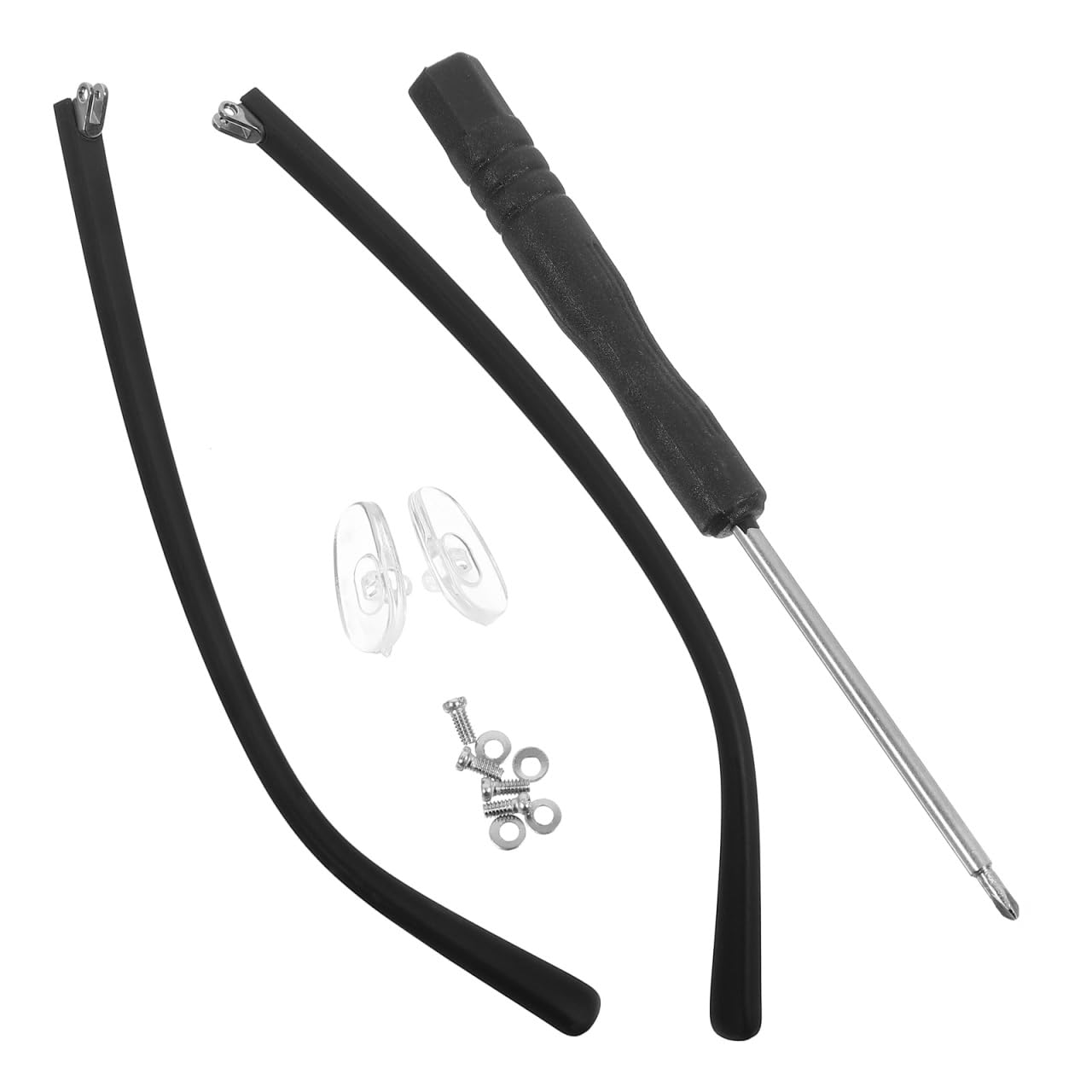 Generic Universal Glasses Arm Replacement Nonslip Eyeglass Temple Legs with Screws and Screwdriver Lightweight Durable Eyewear Repair Kit