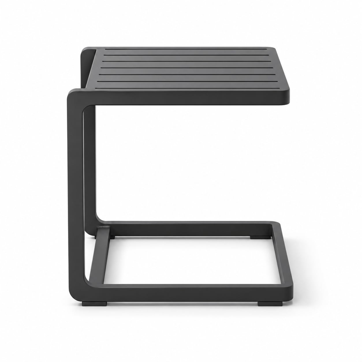 Brigros Estosa - Tavolino Basso da Esterno Chiara in Alluminio Grigio, Tavolo Laterale per Divano Lettino e Salotto Outdoor, Verniciato a Polvere, 41,5x41,5x45 cm