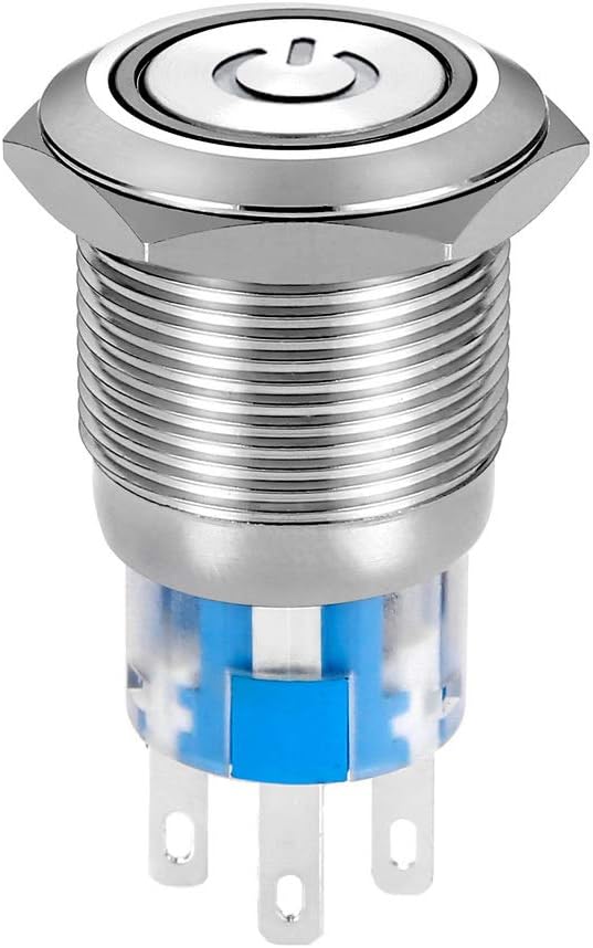 Nеw Prоduсt WerFamily 19mm Latching Push Button Switch 1NO 1NC SPDT ON/Off Waterproof Stainless Steel Metal Round with Red LED Angel Eye + Power Indicator