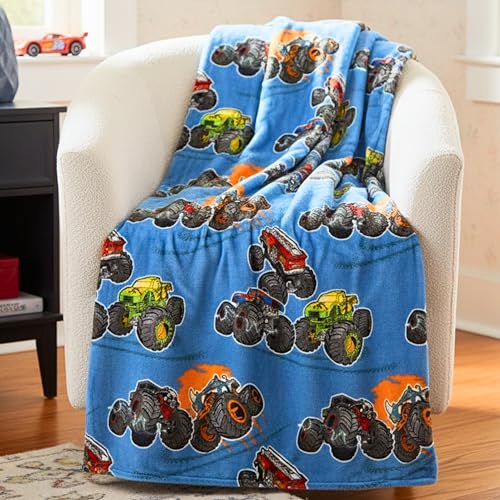 Monster Trucks x Hot Wheels Kids Bedding Super Soft Plush Throw Blanket 46 in x 60 in (Officially Licensed Product) by Franco
