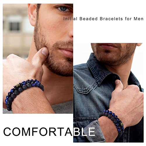 Men Bracelet, 8Mm Tiger Eye Bracelets Lava Rock Stone Mens Bracelets Adjustable Tiger Eye Letter R Bracelets Mens Bracelet Beads Initial Bracelet For Men Jewelry Gifts For Men Boys Dad Boyfriend #TOP5