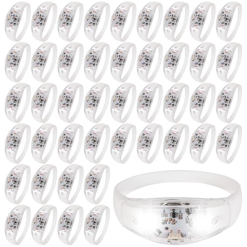 150 Pcs Sound Activated LED Light Up Bracelets Glow Bracelets Glow in the Dark Party Supplies Flashing Wristband for Wedding Birthday Party Favors Concert New Year Carnival Raves (White)
