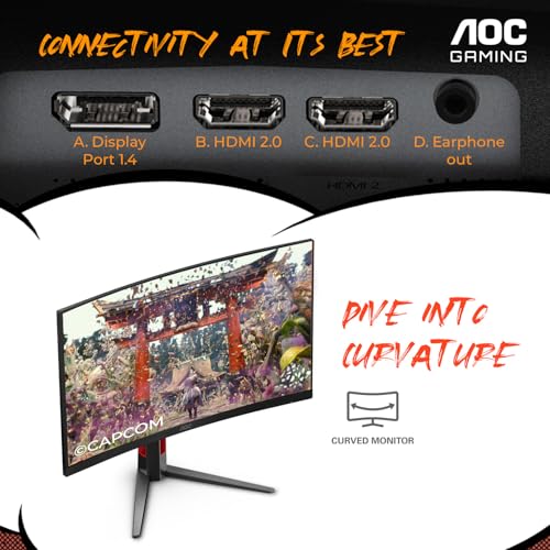 undefined AOC C27G4ZH 27" Curved Frameless Ultra-Fast Gaming Monitor, FHD 1080p, 0.3ms 280Hz, HDMI/DP, Height Adjustable, 3-Year Zero Dead Pixel Guarantee, Black, Xbox PS5 Switch Compatible の商品画像 4