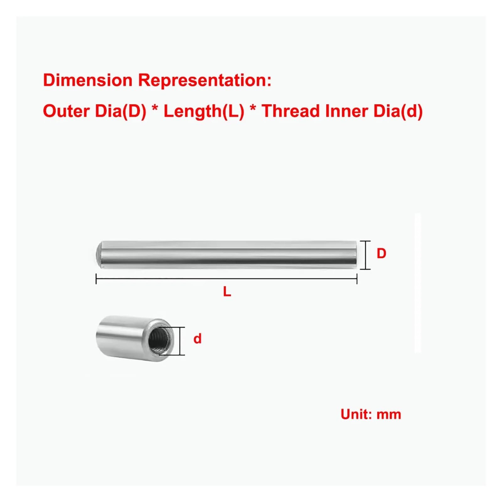 Pasadores de cabeza redonda de acero inoxidable 304, pasadores cilíndricos de rosca interna, sujetadores de acero templado, paquete de 10 for maquinaria,(10pcs 12X70XM6)