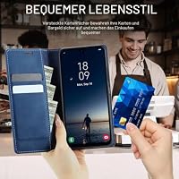 owlhold Handyhülle Motorola Moto G75 5G hülle Premium PU klapphülle RFID Lederhülle Faltbare Handytasche Schutzhülle Kartenfach Standfunktion hülle für Motorola Moto G75 5G - Blau – Ansicht 4