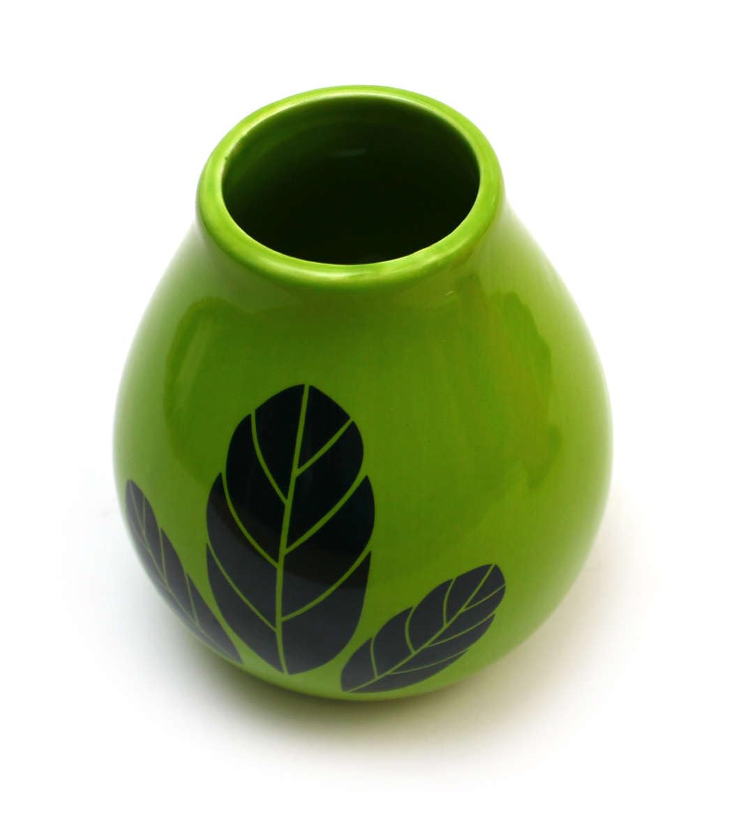 Mate Green Yerba mate-tee keramik kalebasse Hoja Green becher Verziert mit Yerba Mate-Blättern 350ml tasse (Packung mit 4)
