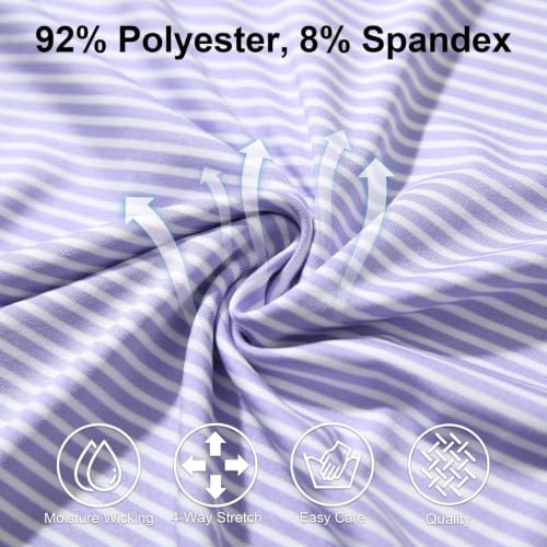 Image of Mens Golf Shirt Moisture Wicking Dry Fit Performance Sport Short Sleeve Striped Golf Polo Shirts for Men