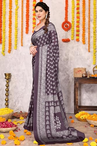 Image of MIRCHI FASHION Saree for Woman | Chiffon Block Printed Lightweight Daily Wear Sarees with Blouse