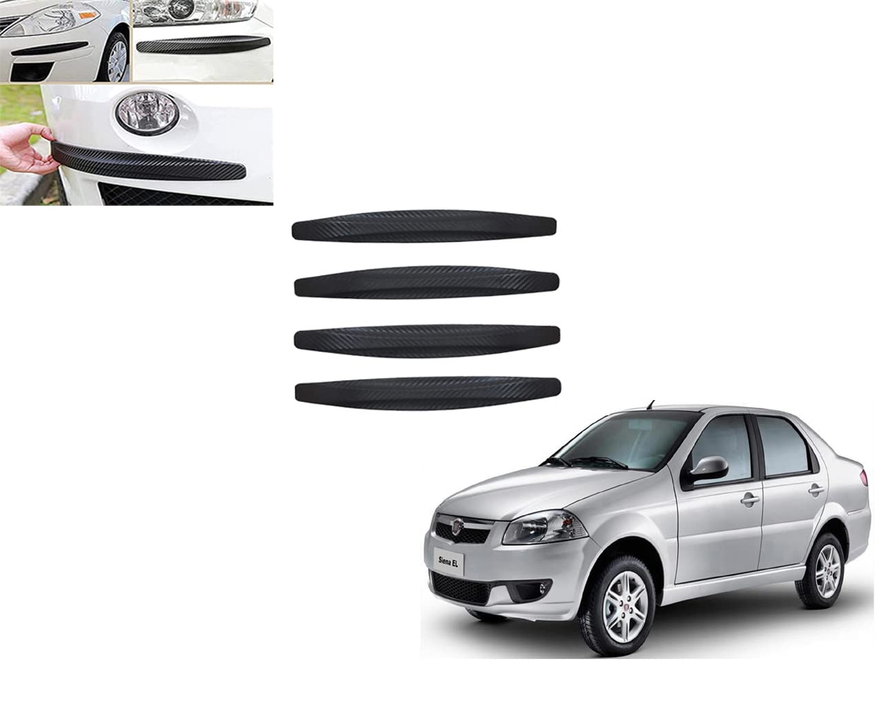 GE Car Bumper Protector Corner for Fiat SEINA (4 Pcs.) 41x06x01 cm