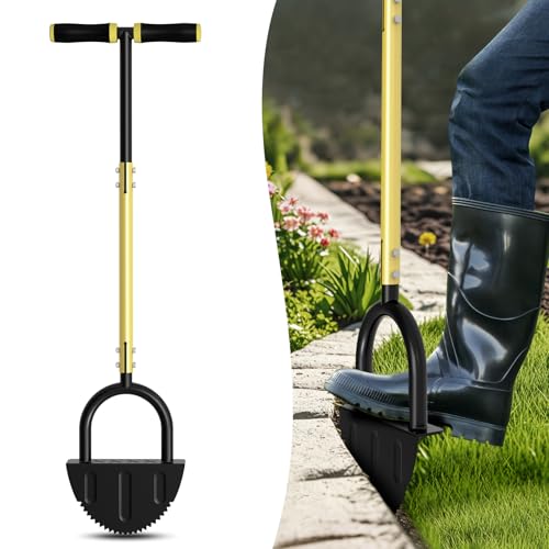 trydream Lawn Edger Tool, Half Moon Tooth Edger with T-Grip Handle, 40-Inch Long Handled Sidewalk...