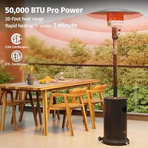 Eastoak50000btupatioheaterforoutdoorusewithdoublelayerstainlesssteelburnerroundtabledesignandwheelsoutdoorpatioheaterforcommercialandhomebronze Urban Country Home Decor East oak 50000 btu patio heater for outdoor use with double layer stainless steel burner round table design and wheels outdoor patio heater for commercial and home bronze urban country home decor