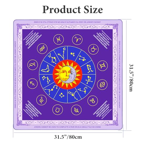 Mahjong Mat for Table 31.5 x 31.5 in, Non-Slip Waterproof, Zodiac Purple - image 4