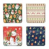 Peacoblue 4Pcs Small Leather Squeeze Coin Purse for Women-Christmas Elements Pattern Waterproof & Durable Change Pouch Mini Money Wallet,Best Gift for Adult Girls