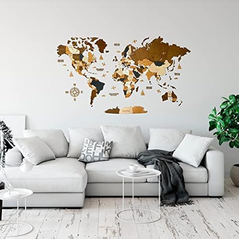 NOVECRAFTO 3D Wooden World Travel Map Decor Cover