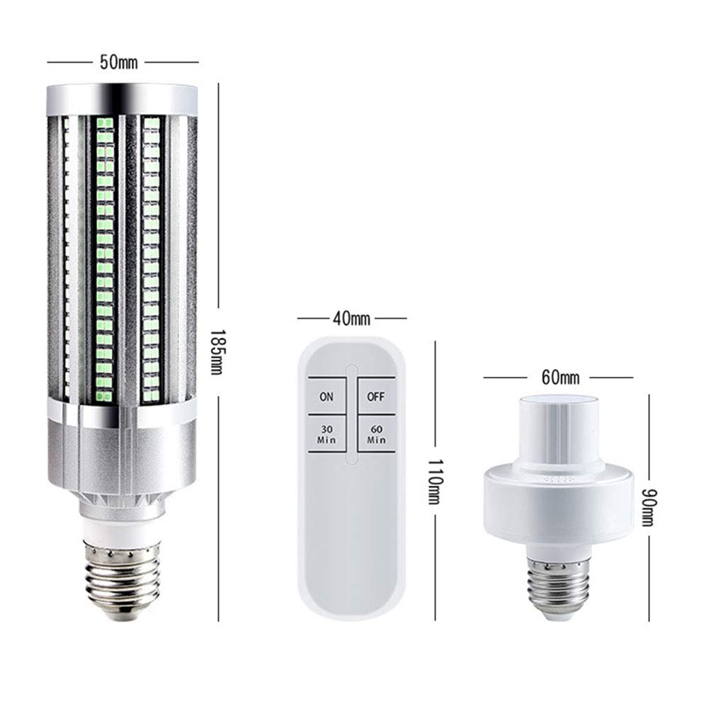 Faucet 60W LED Luz UV, Control Remoto de lámpara germicida con Temporizador Esterilizador UV Luz Desinfectante de Bombilla UVC Esterilizador de lámpara LED UVC,Remote 110v 60w