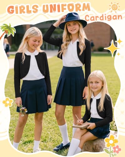 Image of Girls Uniform Long Sleeve Knitted Cardigan