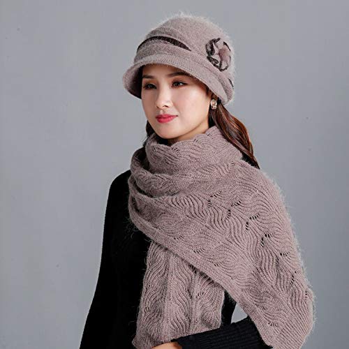 Cappello Lavorato A Magliaberretti da Donna Cappelli Invernali Cappelli Elegante Sciarpa Lavorata A Maglia con Cappello Set di Moda Femminile Cappello da Donna di Mezza età Berretto Spesso
