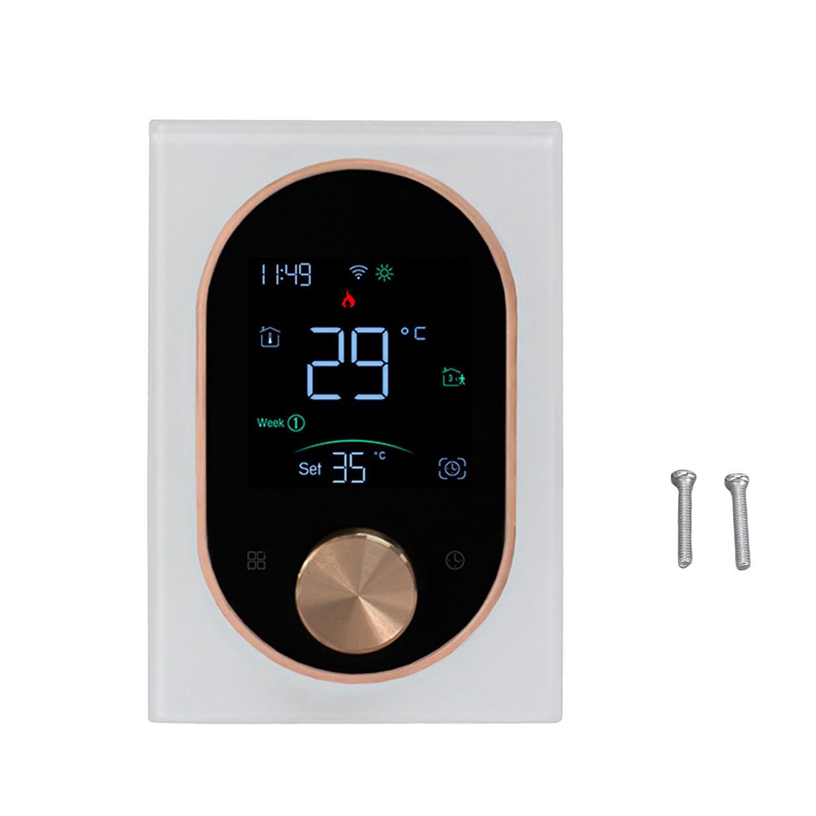 Inteligentny Termostat z Pokrętłem Domowy Inteligentny Termostat Pokrętło Dotykowe LCD 2,4 GHz Programowalna Aplikacja WiFi Sterowanie Dotykowe LCD Nadaje się do Pokoju Rodzinnego