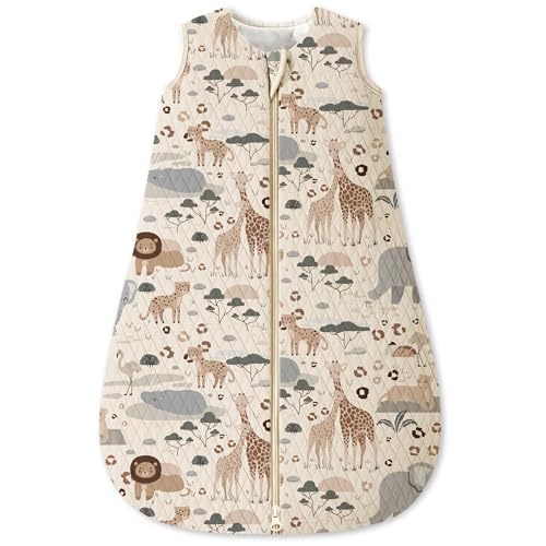 Unnivoll Schlafsack Baby 1,5 Tog Babyschlafsack 0-6 Monate Baumwolle Schlafsack Winter Herbst Warm und Weich 67cm für Neugeborene Jungen Mädchen Aprikose Elefant